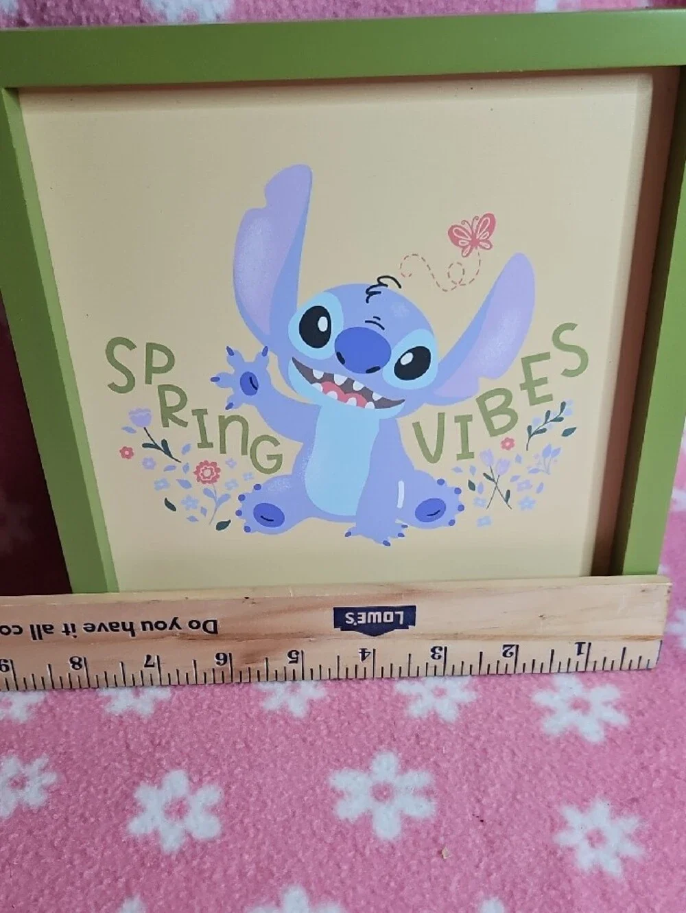 Disney Stitch Spring Vibes Green Framed Wall Art